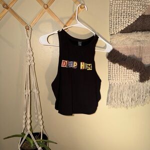 SHEIN Dump Him Cutout Crop Top Black